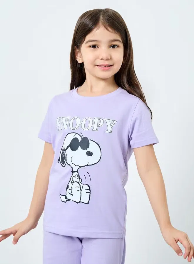 Комплект пижамный с принтом Snoopy Styli, лиловый — фото 2
