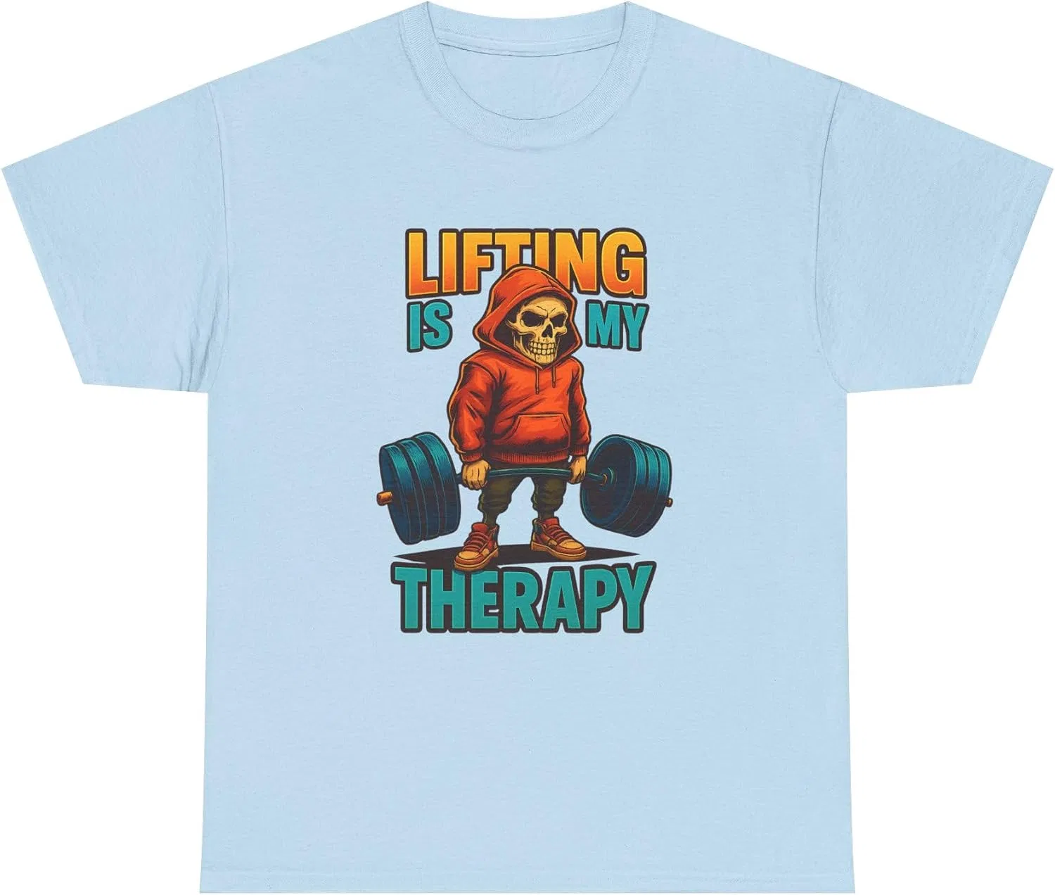 Унисекс футболка с принтом Lifting Is My Therapy, Light Blue