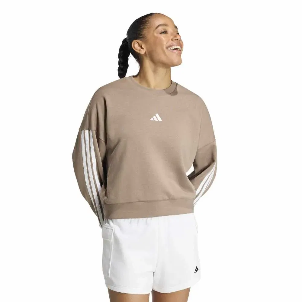 Свитшот с тремя полосками Adidas Essentials 3 Stripes French Terry, коричневый