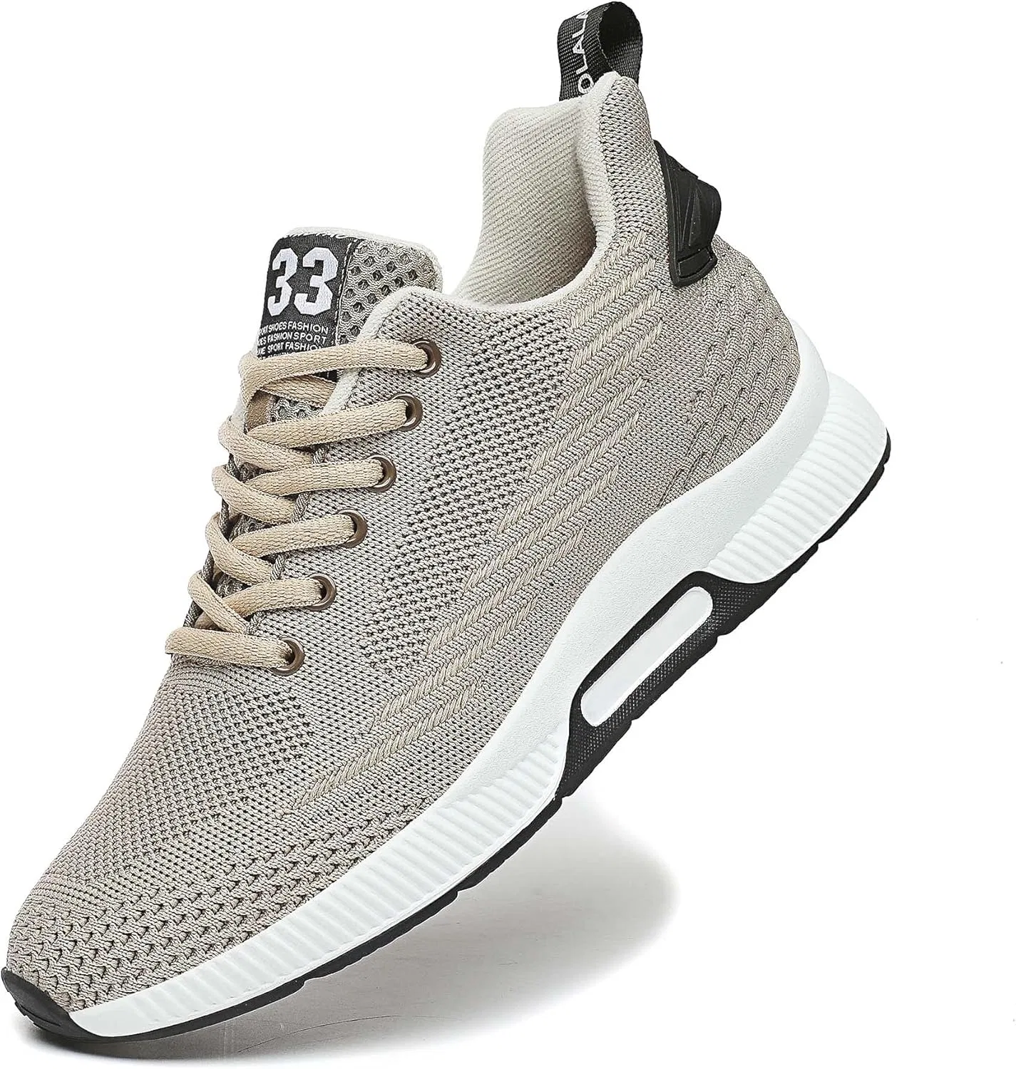 Кроссовки CERYTHRINA Atmungsaktiv Freizeit Turnschuhe Herren Leichtgewicht Sportschuhe Klassische Mode Komfort Schnürschuhe rutschfeste Outdoor Trainingsschuhe, Beige