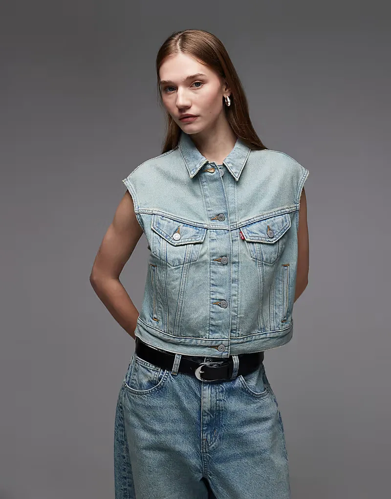 Джинсовый жилет-трак в стиле 90-х Levis Levi's, светло-синий