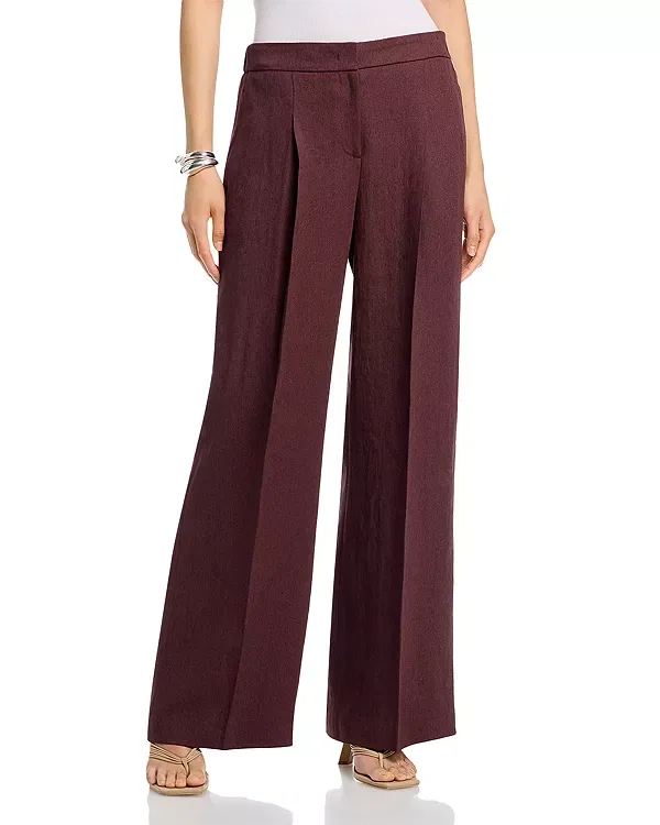 Женские брюки с защипами Tiana pressed pleat wide leg pants Boss, темно-коричневый