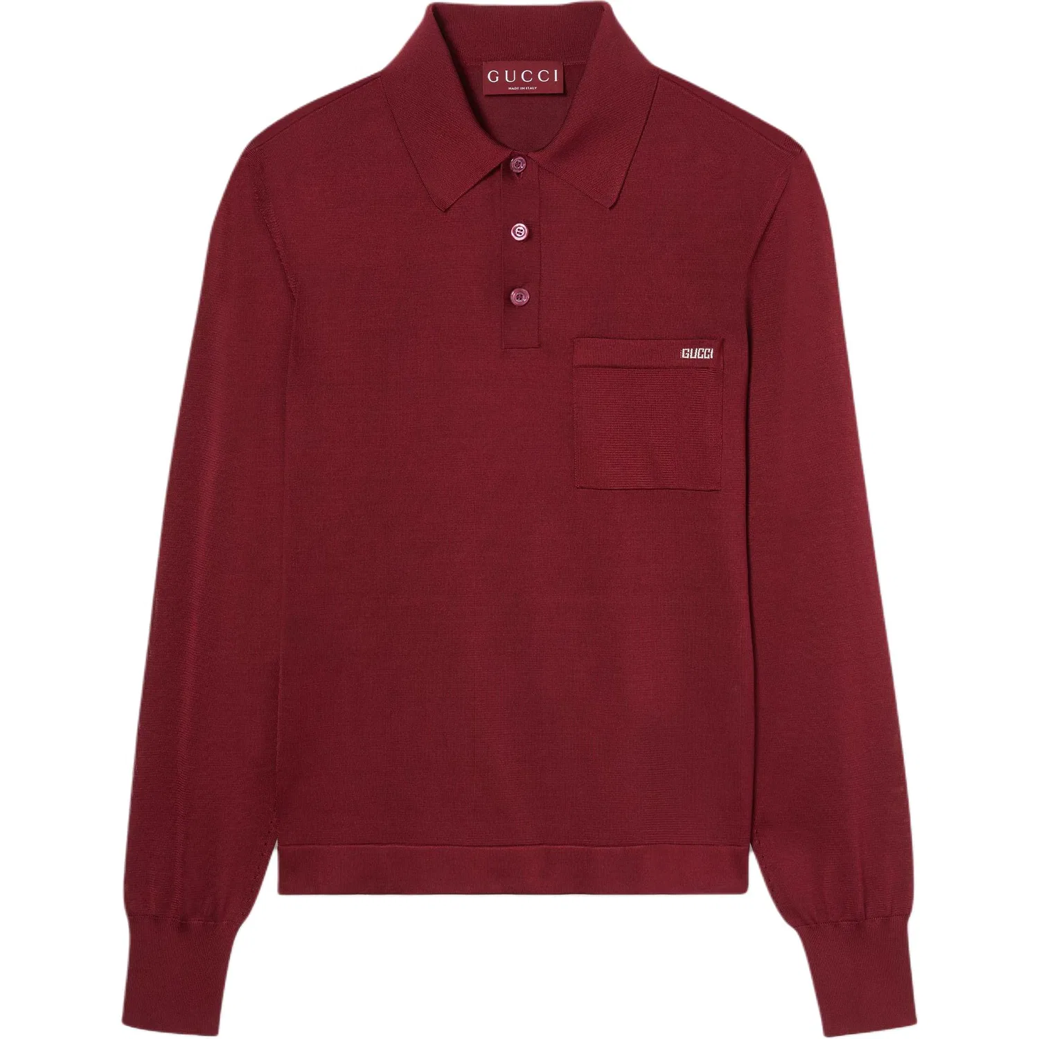 Поло GUCCI Fine Silk Polo Top, мужское, Burgundy