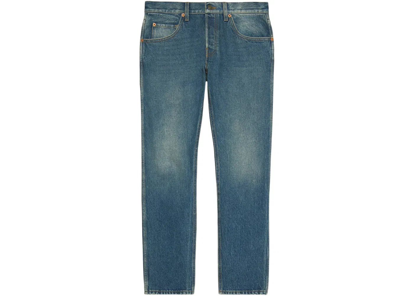 Мужские джинсы tapered fit с эффектом мрамора Gucci, Stonewashed Blue