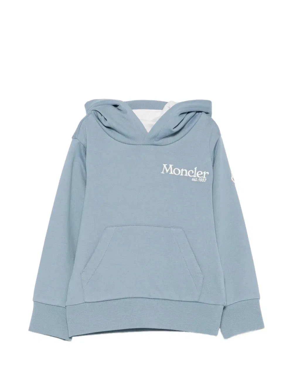 Худи с карманом-муфтой и вышитым логотипом Moncler Enfant, синий