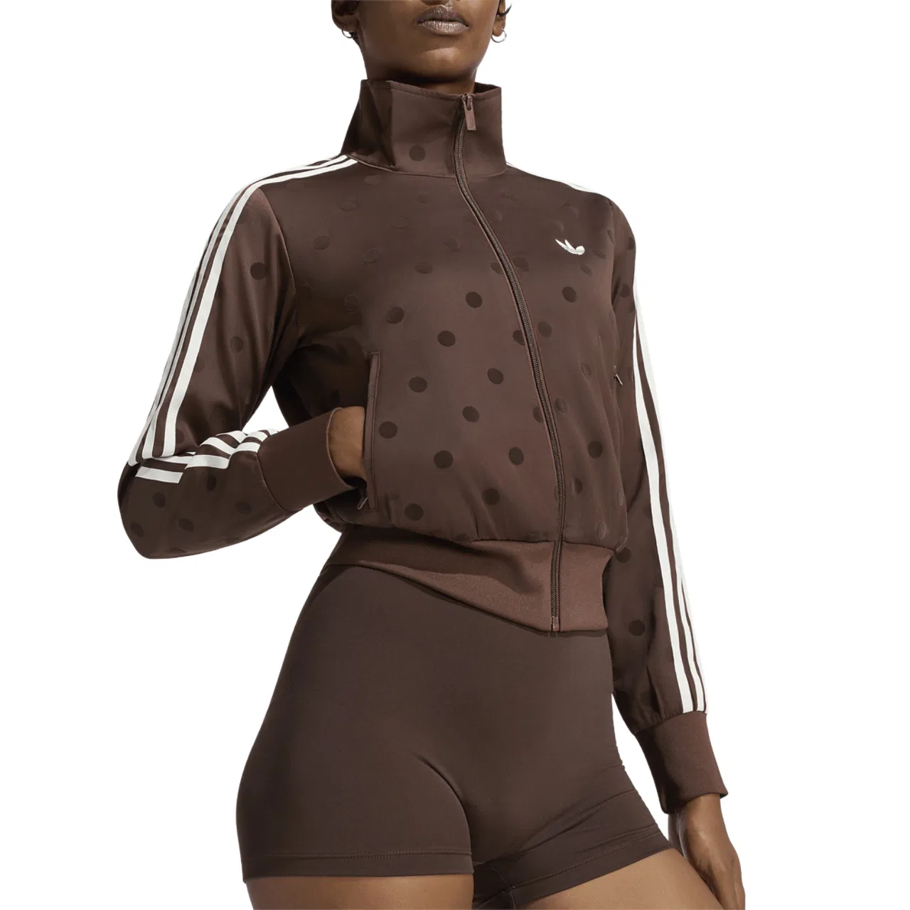 Женский топ из атласа с горошком Satin Polka Dots Track Top Adidas, Auburn — фото 4