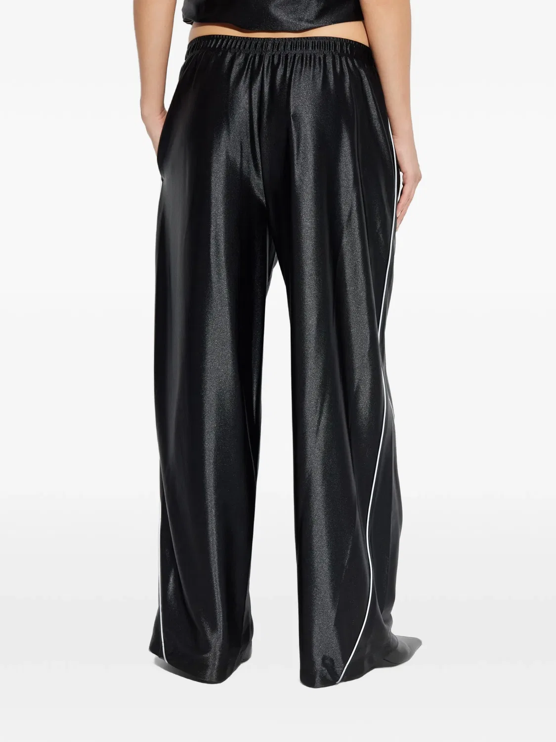 Брюки с эластичным поясом и отделкой по бокам Alexander Wang, черный — фото 3