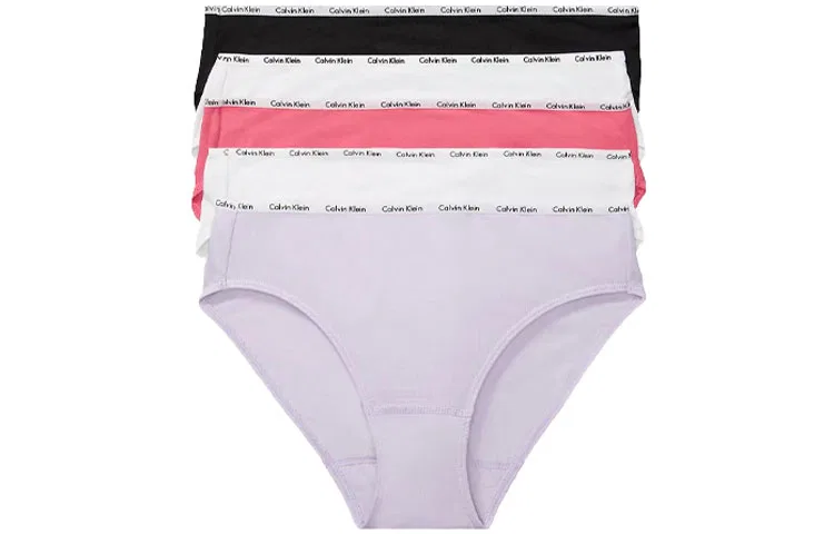 Женские трусы-слипы, набор 5 штук, Calvin Klein, Цвет Pink Navy Blue Light Blue Black White — фото 4