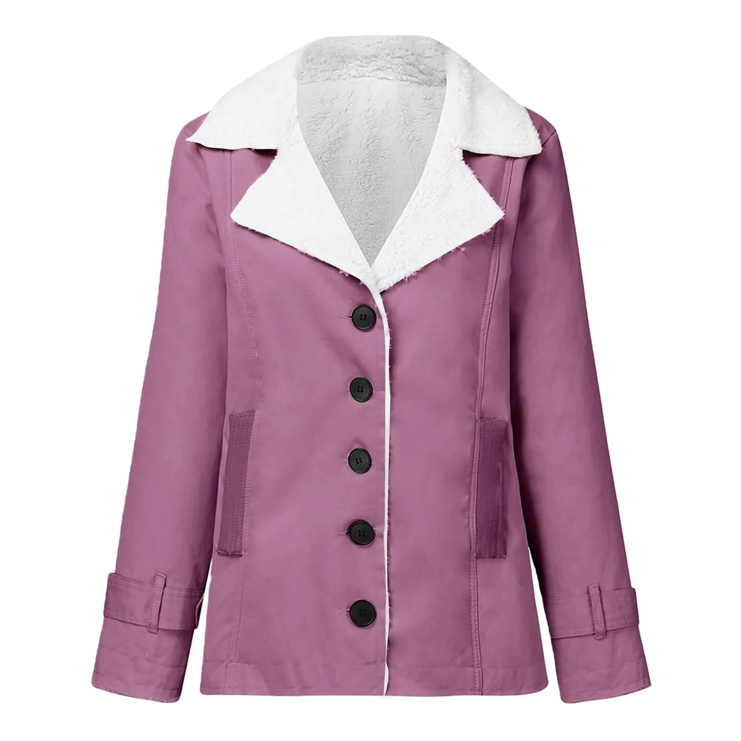 Женская куртка из флиса с подкладкой шерпа, slim fit, с карманами, Viola — фото 3