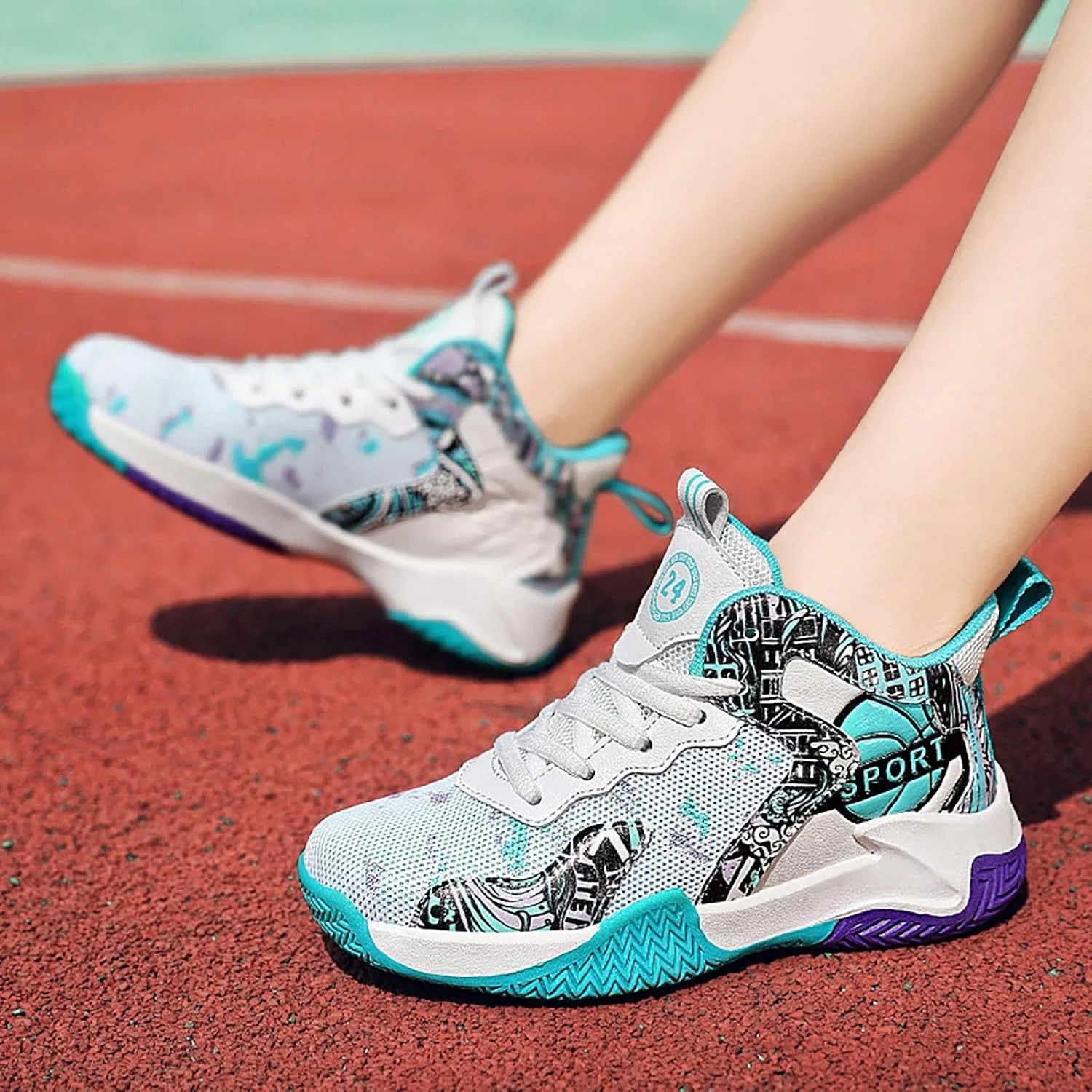 Детские ботинки с принтом Mesh Lace для девочек, Mint Green — фото 3