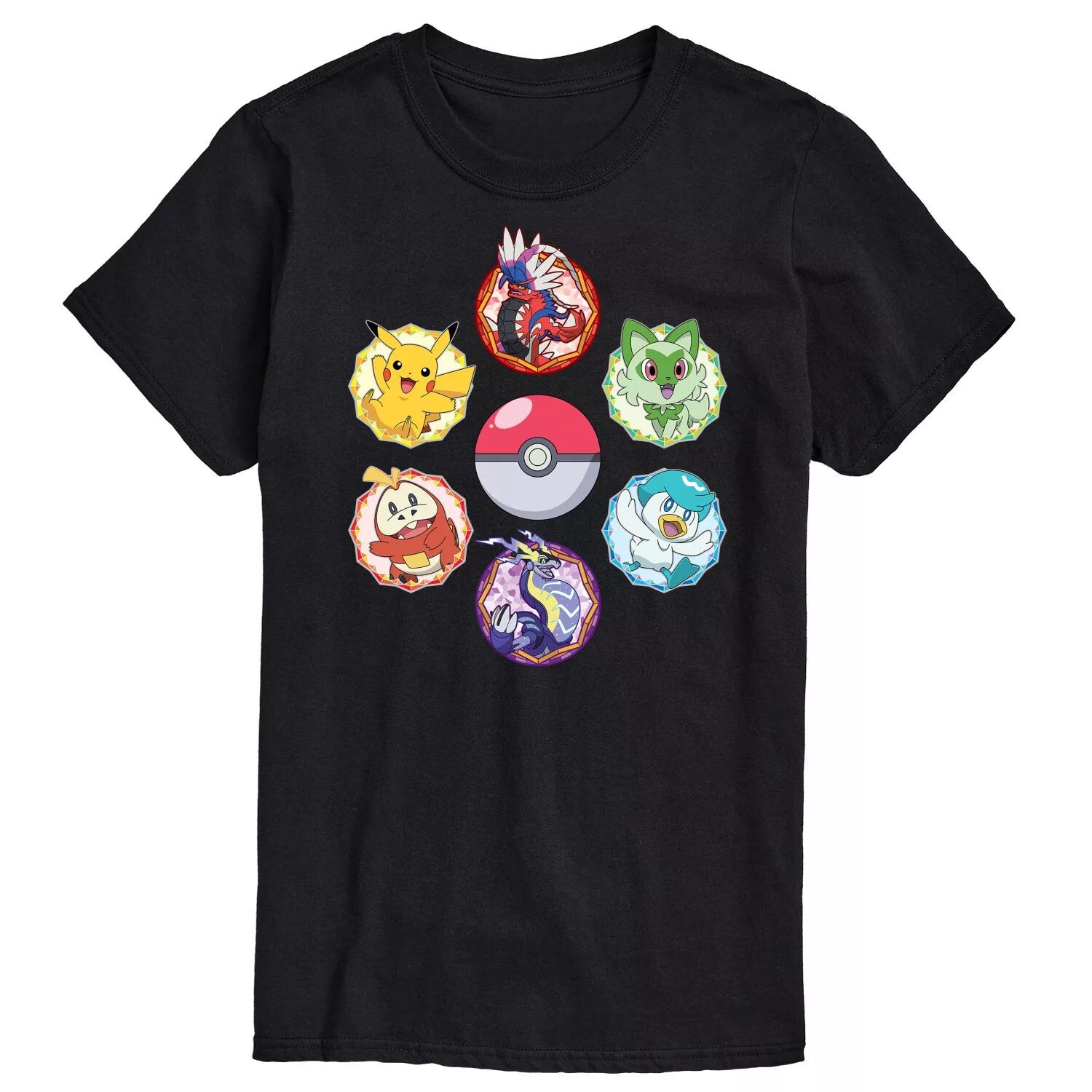 

Мужская футболка с блестящими значками Pokemon и графическим рисунком Licensed Character