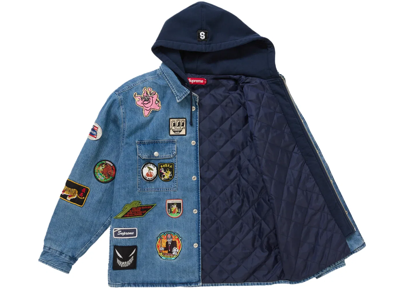 Мужская рубашка-джинсовка с принтом Patches Supreme, Denim — фото 3