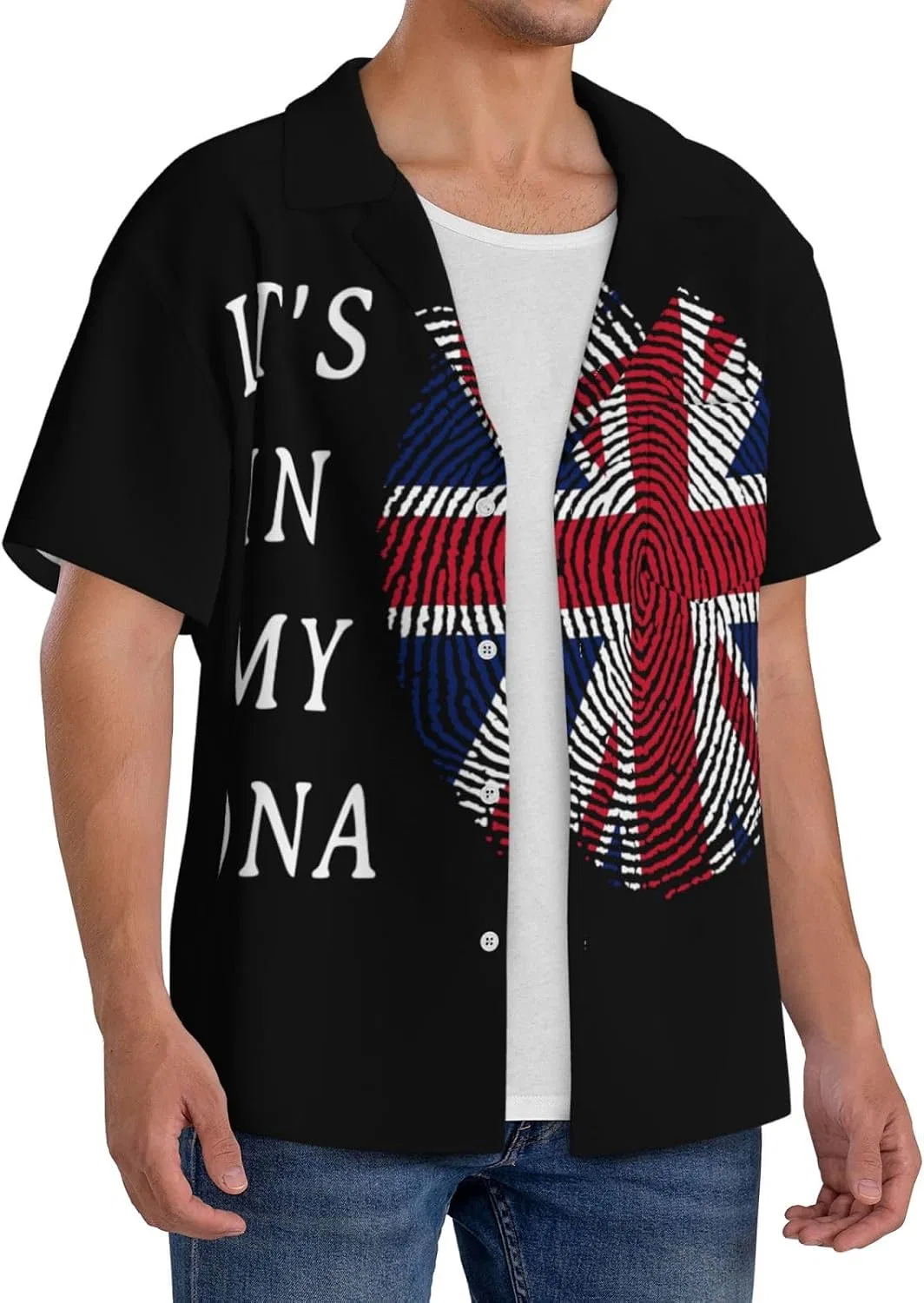 Мужская повседневная рубашка с принтом Britain Generic, Black — фото 2