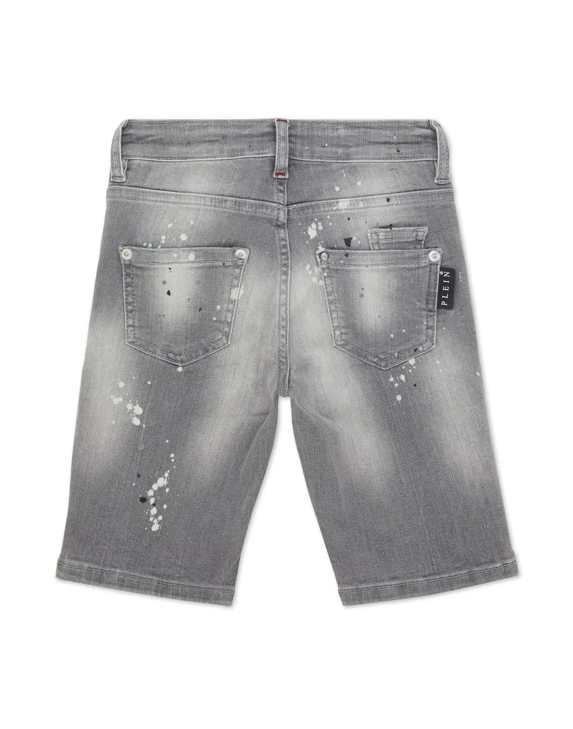 Детские джинсовые шорты средней длины с эффектом потертости Mykonos Fit Italic Plein PHILIPP PLEIN, Riotblack — фото 2