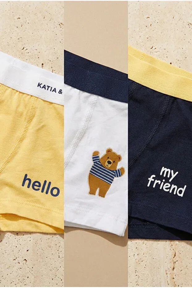 Детский комплект боксеров для мальчиков 3 предмета Katia&Bony, Yellow — фото 3