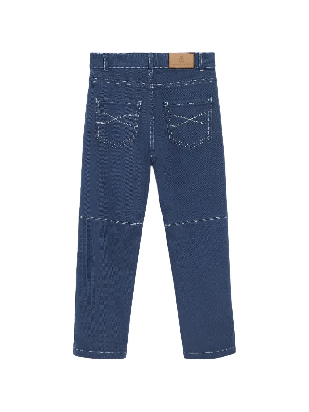 Легкие джинсы с контрастной строчкой Brunello Cucinelli Kids, синий — фото 2
