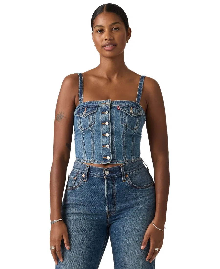 Топ без рукавов из денима с квадратным вырезом Levi's, All Over Blue