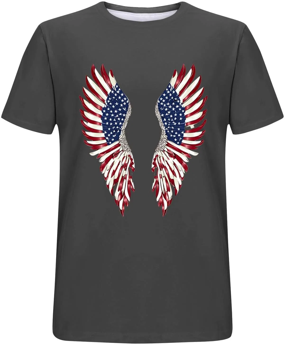 Мужская футболка с графикой American Flag Wings, Dark Gray — фото 4