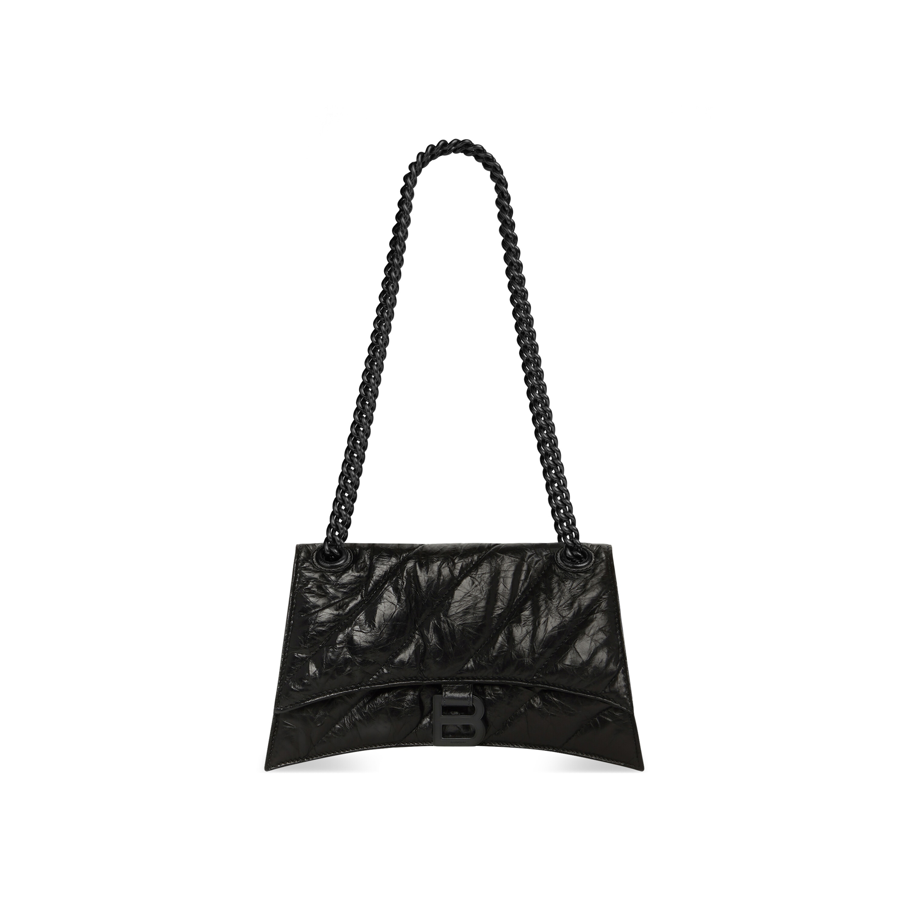 

Сумка Crush Small Chain Bag Стеганая из черной мятой телячьей кожи, черная матовая фурнитура BALENCIAGA, черный