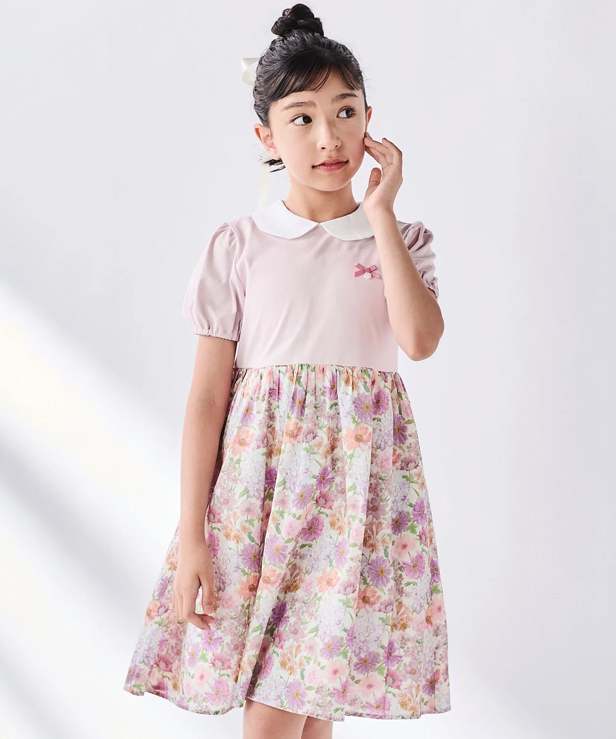 Детское платье для девочек с принтом Liberty Tan Lawn, с длинным рукавом модель Marina's Walk Tartine et Chocolat, Pink