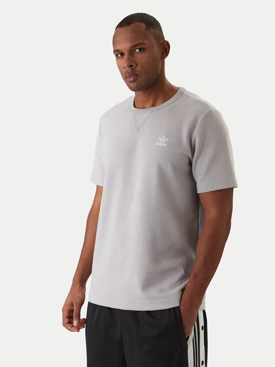 Футболка regular fit Trefoil Essentials Waffle Adidas, серый