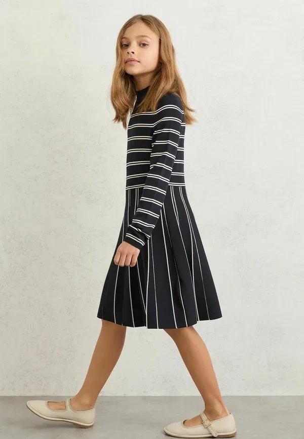 Платье полосатое Daphne stripe skater Reiss, темно-синий Ivory