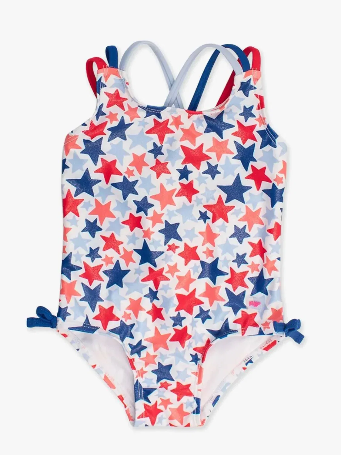 Детский купальник для девочек с принтом звезд Shimmer Star-Spangled Cross-Back RuffleButts, синий