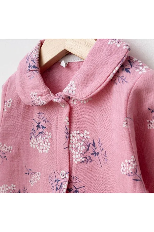Детский комбинезон для девочек хлопковый Gots Certified 100% Organic Cotton Muslin Baby Girl Romper Tinibud, Pink — фото 2