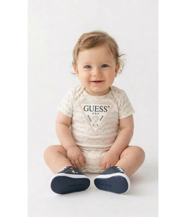 Детское боди для девочек хлопковое Guess, бежевый