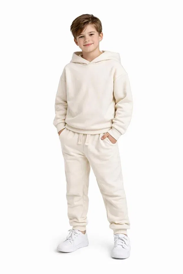 Детский комплект спортивного костюма для девочек с капюшоном Ues, Beige