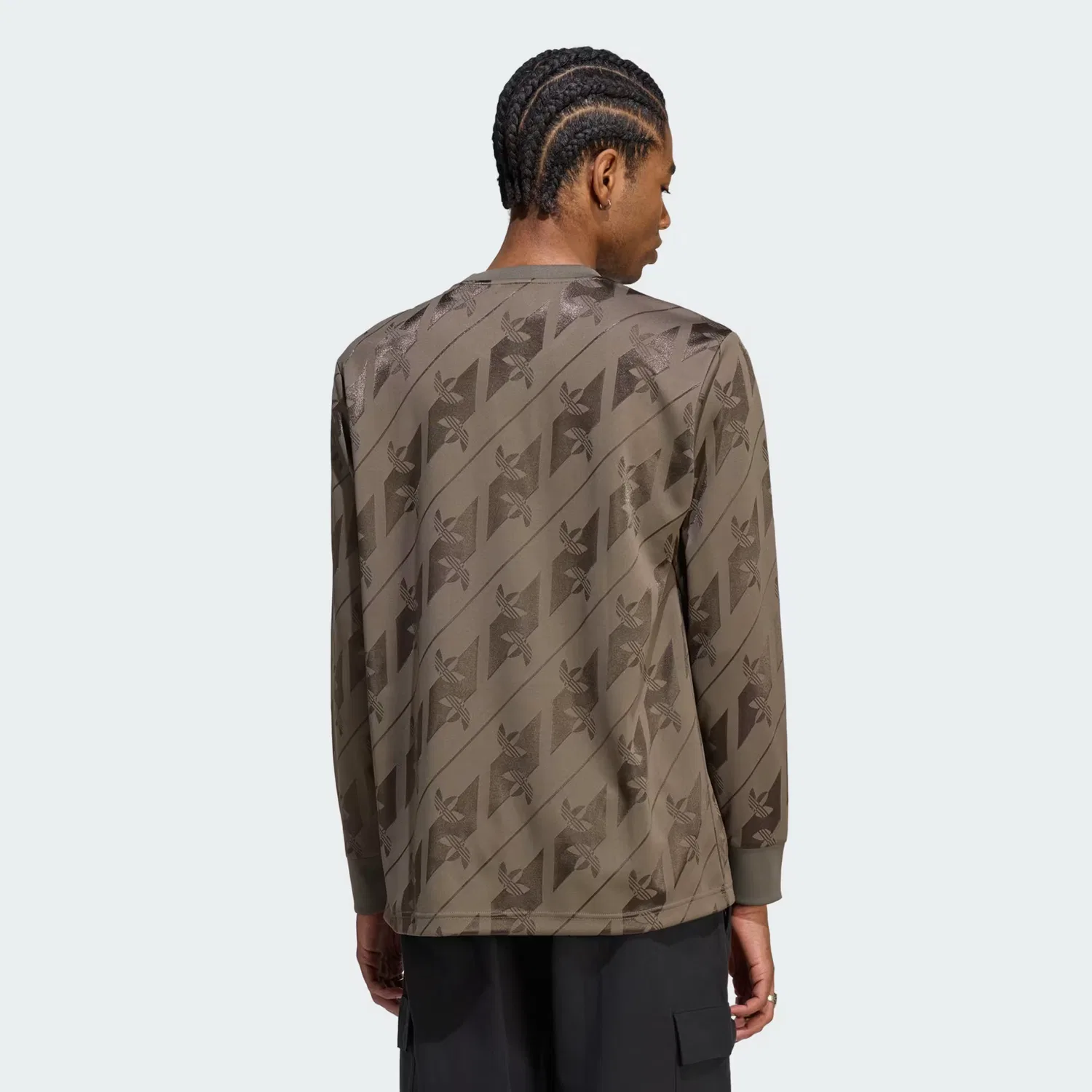 Мужская жаккардовая футболка с длинным рукавом Trefoil Adidas Originals, Branch — фото 2