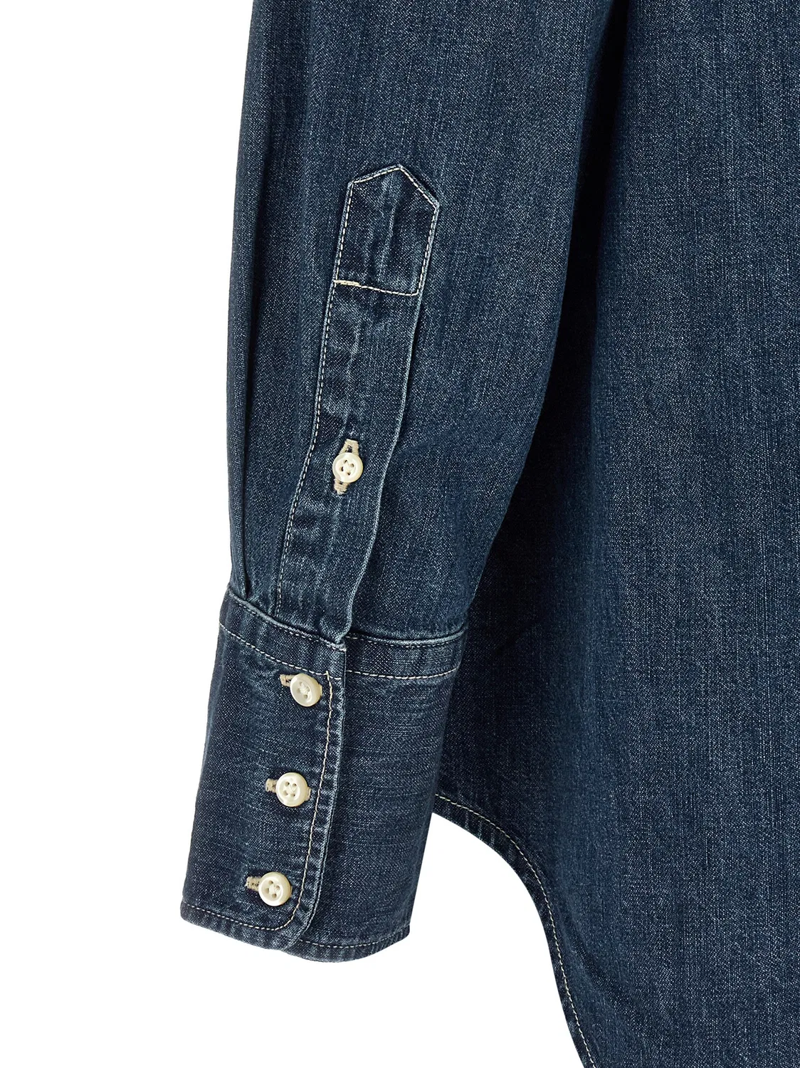 Женская хлопковая блуза с контрастной строчкой Polo Ralph Lauren, Blue — фото 4