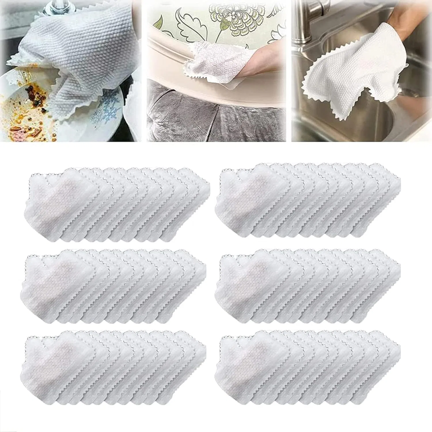 Перчатки для уборки Fish Scale, MXRFACTory, 60 шт., Белый