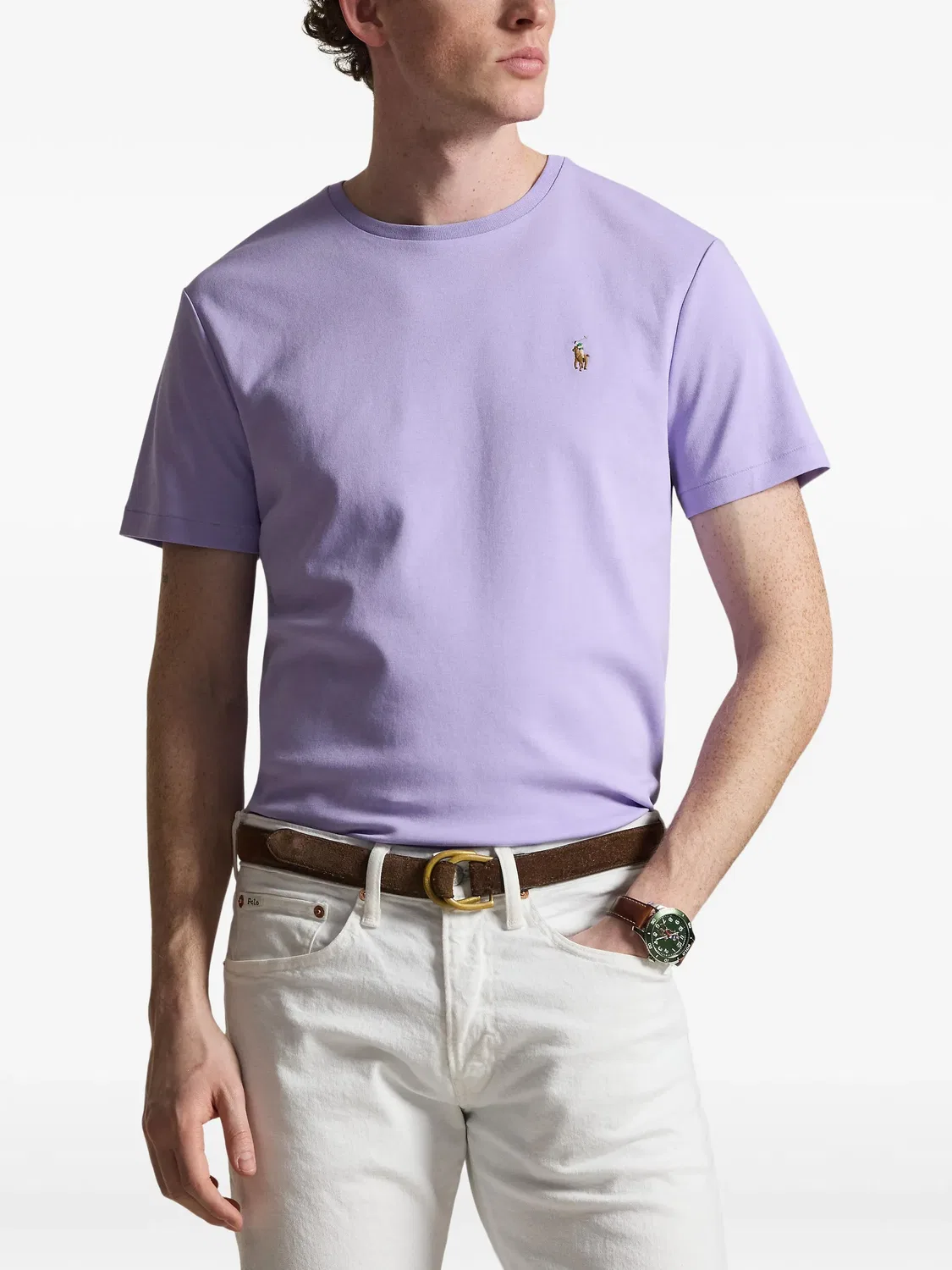 Футболка с вышитым логотипом, фиолетовая Polo Ralph Lauren, фиолетовый — фото 2
