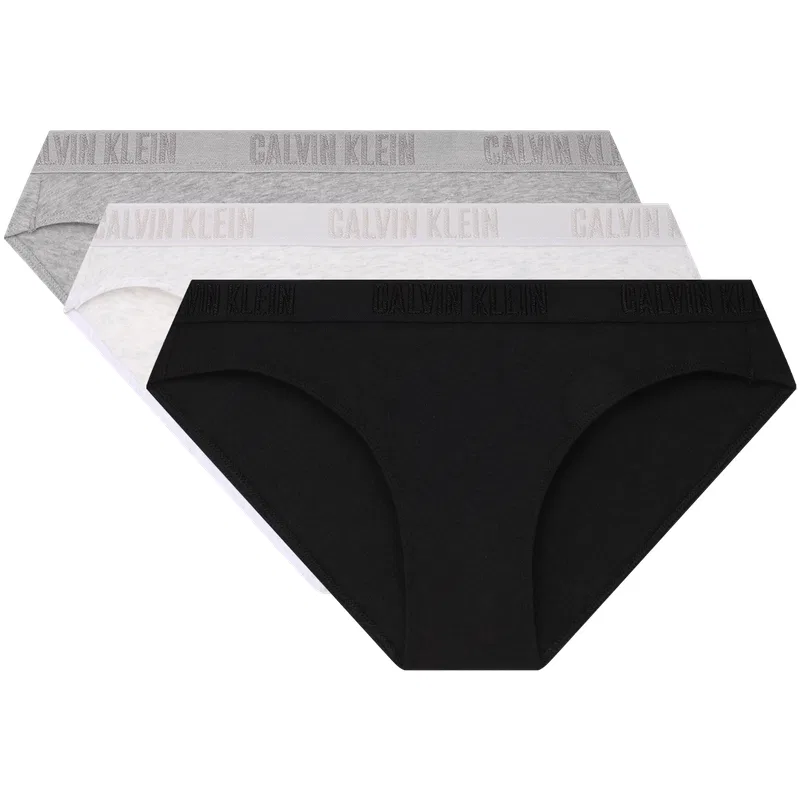 Женские трусы комплект из 3 штук Calvin Klein, Black/Coconut Gray/Spring Plum Red — фото 3