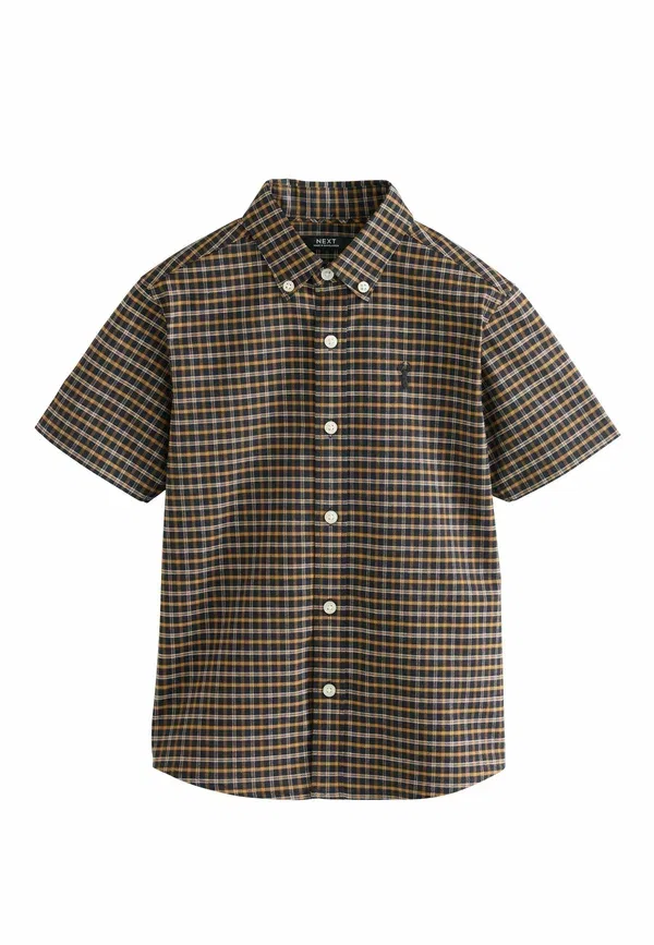 Рубашка из хлопка с эластаном Oxford - shirt Next, chocolate brown gingham, коричневый/шоколадный