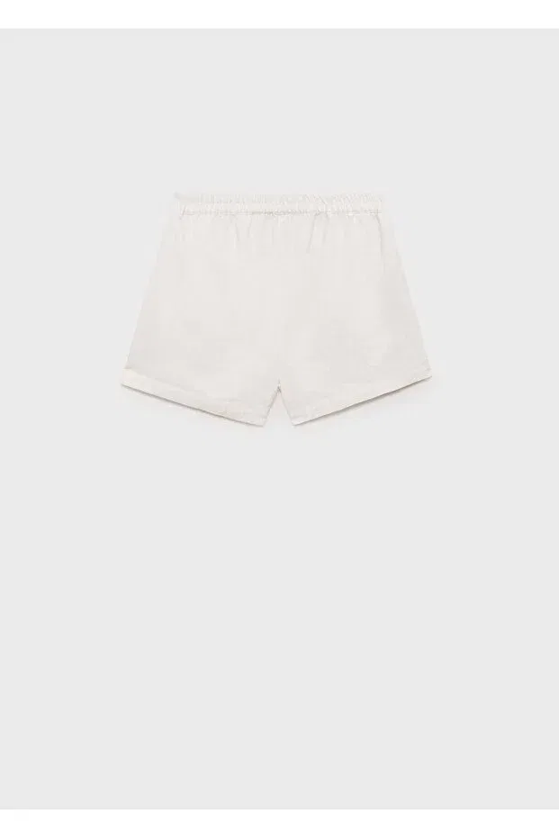 Детские шорты для девочек льняные Mango Kids, White — фото 4