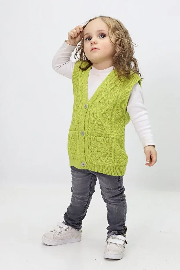 Детский кардиган для девочек без рукавов Cloudy Kids, Pistachy Green