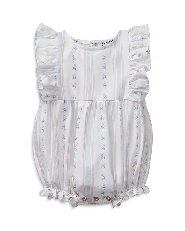 Детский боди-комбинезон для девочек с коротким рукавом-рюш Сottage Stripe Petite Plume, белый