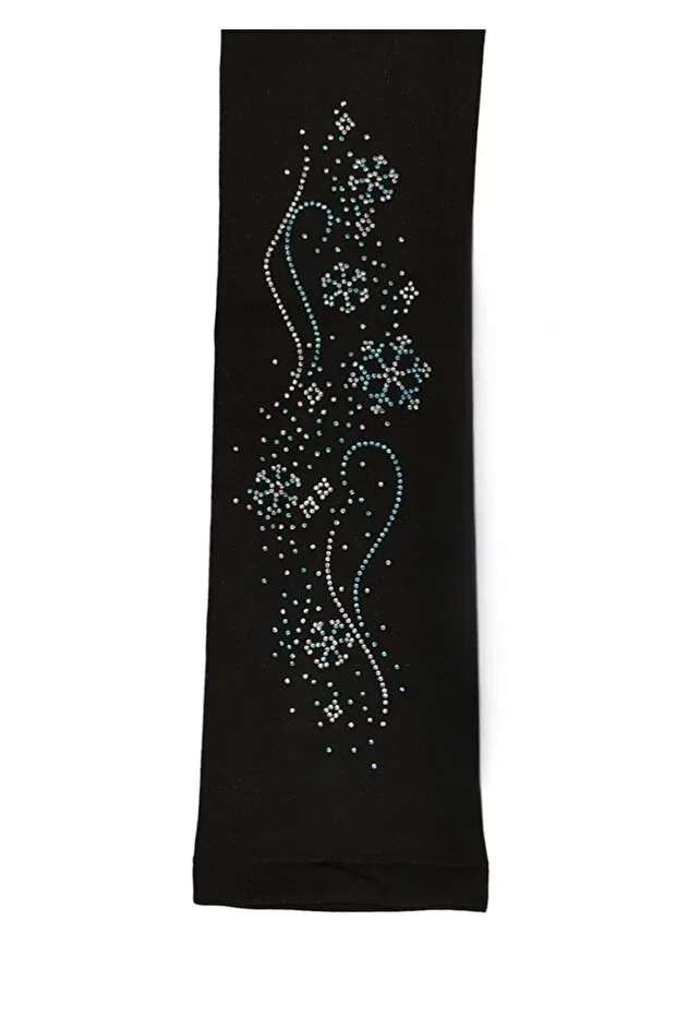 Детские леггинсы для девочек с принтом Snowflake Stone Detailed Thermal Ice Skating Icymove, Black — фото 3