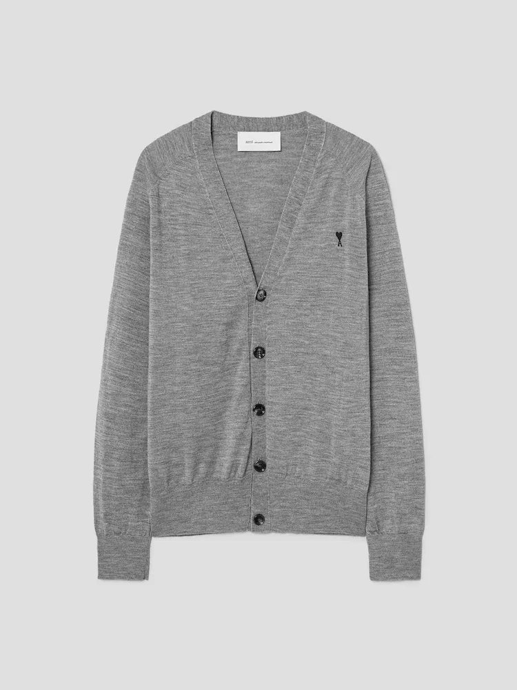 Кардиган с контрастным логотипом Ami De Coeur AMI PARIS, Grey