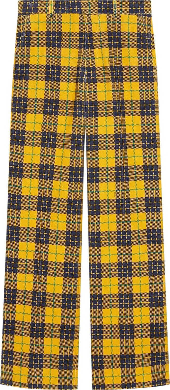 

Брюки Gucci Straight-Leg Checked Tartan Cotton Trousers 'Yellow/Blue', желтый