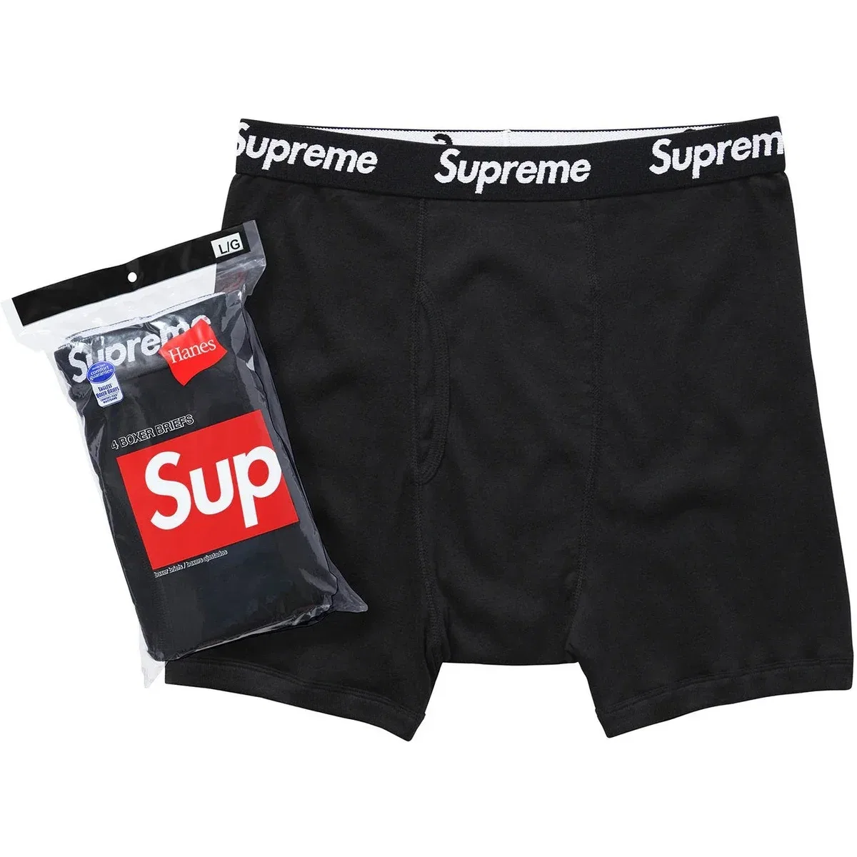 Боксеры 4 Pack, Supreme x Hanes SS26, Black