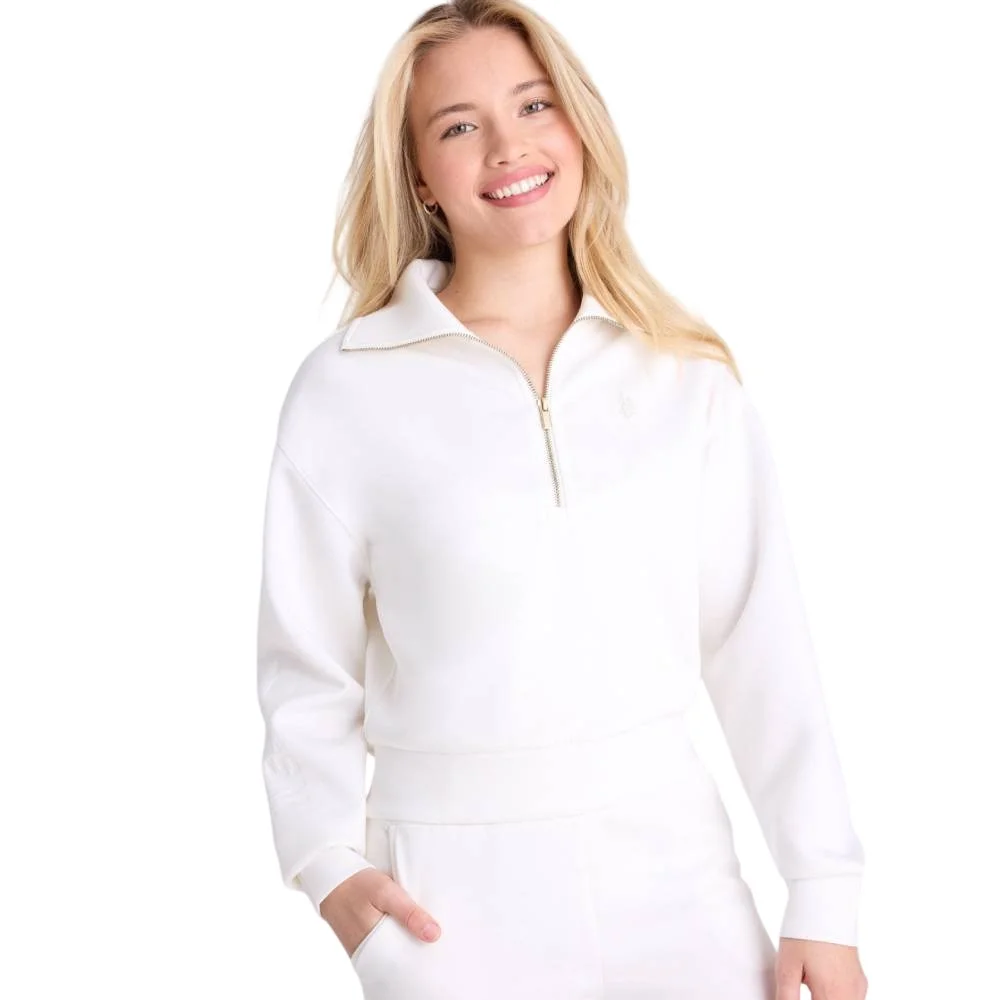 Женский пуловер U.S. Polo Assn. White Label Quarter Zip Scuba, белый