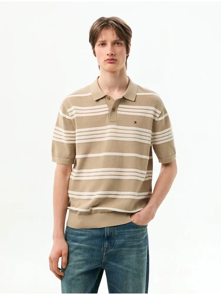 Свитер поло, хлопковый микс, Polo Shirt TOMMY HILFIGER, Ivory