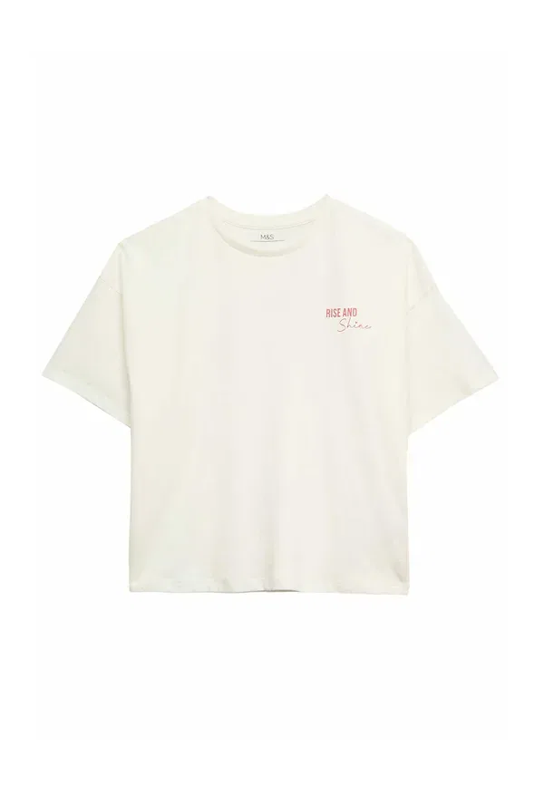 Пижамный комплект из хлопка Printed stripe set Marks & Spencer, Ivory Mix, слоновая кость — фото 2