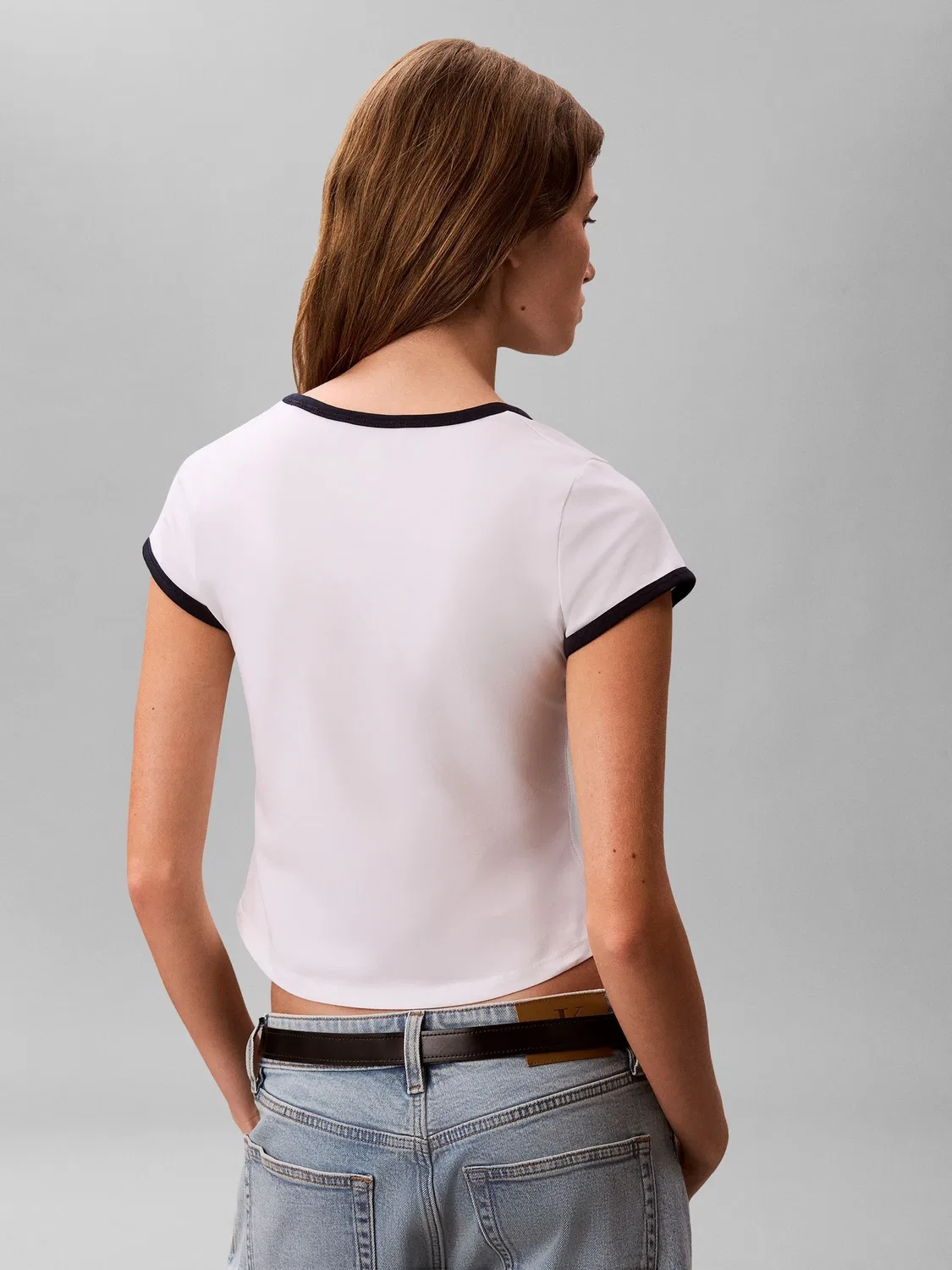 Футболка с контрастной отделкой Calvin Klein White, Slim Fit — фото 2
