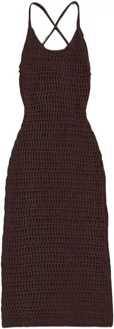 Женское облегающее платье без рукавов с запахом Coffee Brown