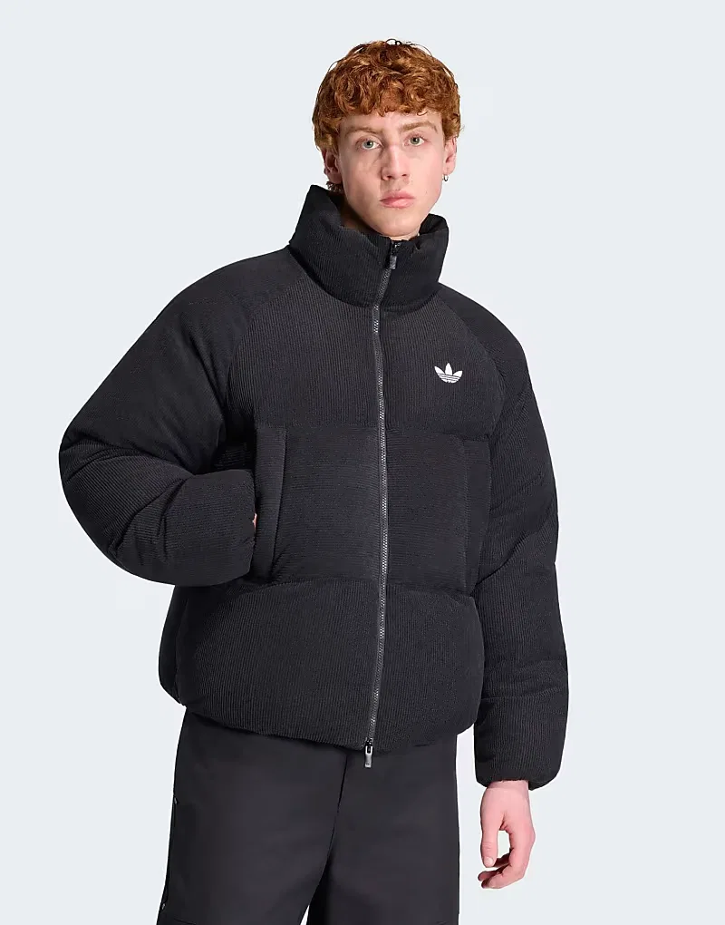 Пуховая куртка Adidas Originals из вельвета, черный