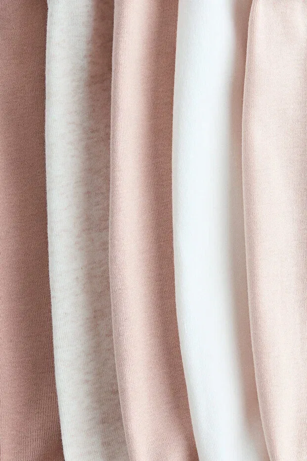 Детские леггинсы для девочек хлопковые 5 шт H&M, Dusty Pink/White — фото 2